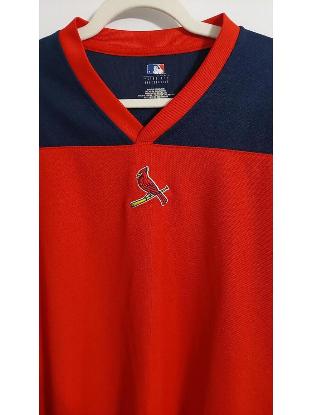 MLB St. Louis Cardinals Red and Navy V-Neck Jersey Shirt XL